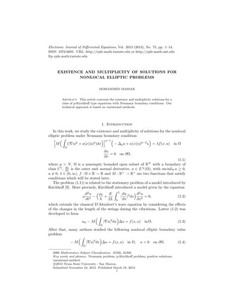 Pdf Existence And Multiplicity Of Solutions For Nonlocal Elliptic