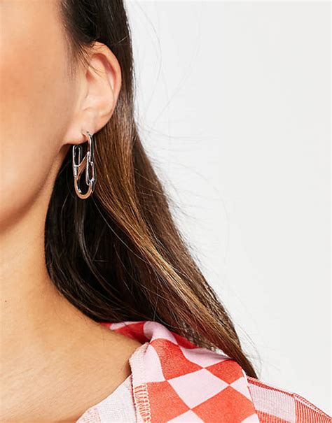 Asos Design Hoop Earrings In Clip Design In Silver Tone Asos