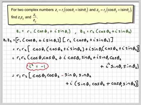 Multiplication And Division Of Complex Numbers In Modulus Argument Form