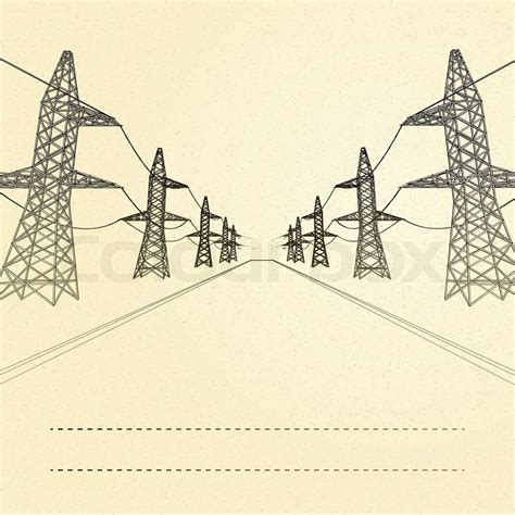 Electric pylons in perspectiveIllustration | Stock image | Colourbox