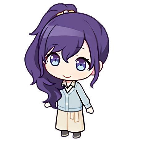 An Anime Character With Long Purple Hair And Blue Eyes Standing Next