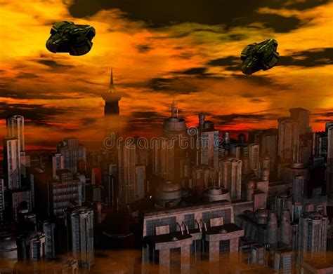 Alien Invasion Stock Illustration Illustration Of Ships 84685339