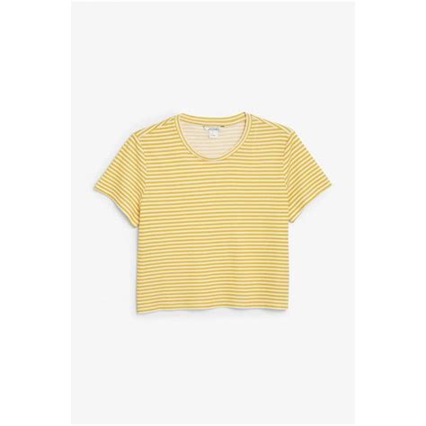 Cropped Tee Yellow White Stripe Tops Monki 9 55 Liked On Polyvore Featuring Tops T