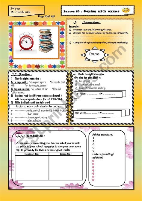 Nd Lesson Coping With Exams Esl Worksheet By Chebbiaida