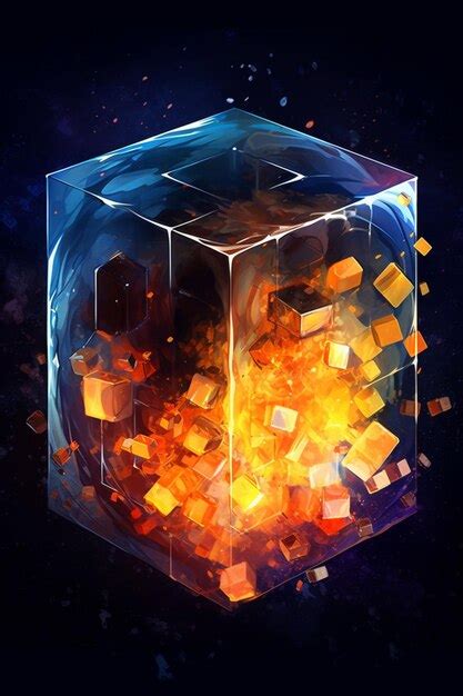 Premium Ai Image There Is A Fire Inside Of A Glass Cube With A Lot Of