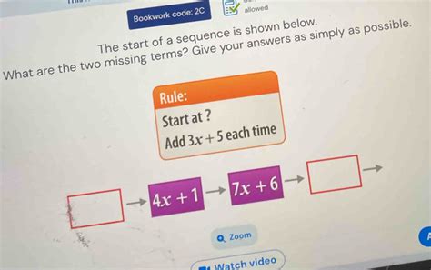 Solved Bookwork Code 2C Allowed The Start Of A Sequence Is Shown