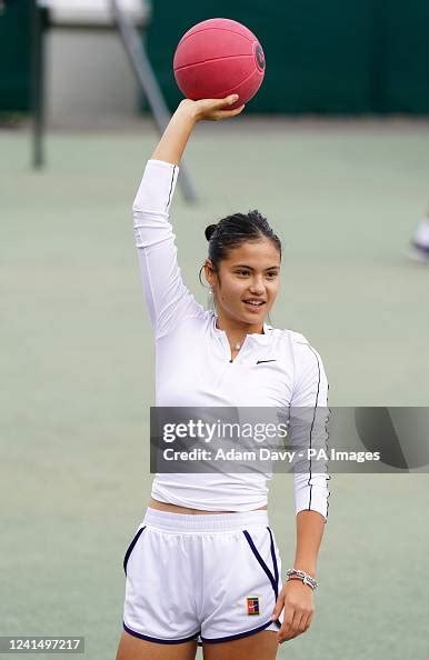 Emma Raducanu during a warm up routine before practice practices ...