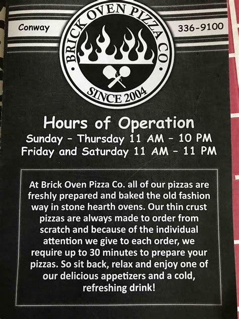 Online Menu of Brick Oven Pizza Company - Conway Restaurant, Conway ...