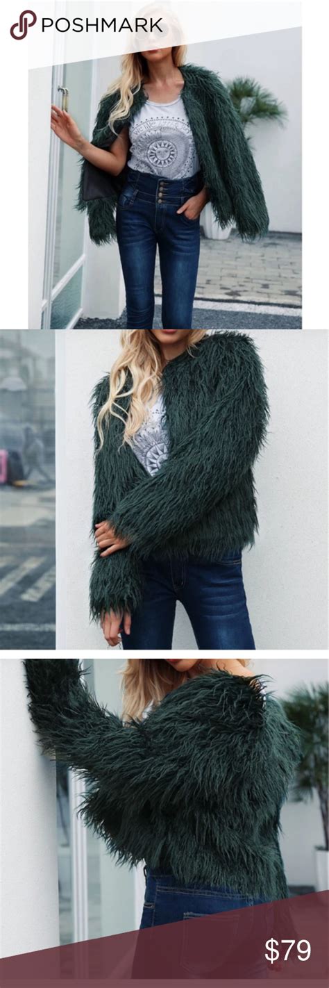 Shaggy Faux Fur Coat Emerald Faux Fur Coat Shaggy Faux Fur Coat Chic Faux Fur