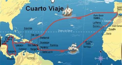 Mapa del cuarto viaje de Cristóbal Colón