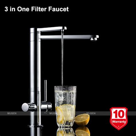 High Quality 3 In 1 Design Filtered Water Hot Cold Water Chrome Water Filter Faucet 3 Way Filter