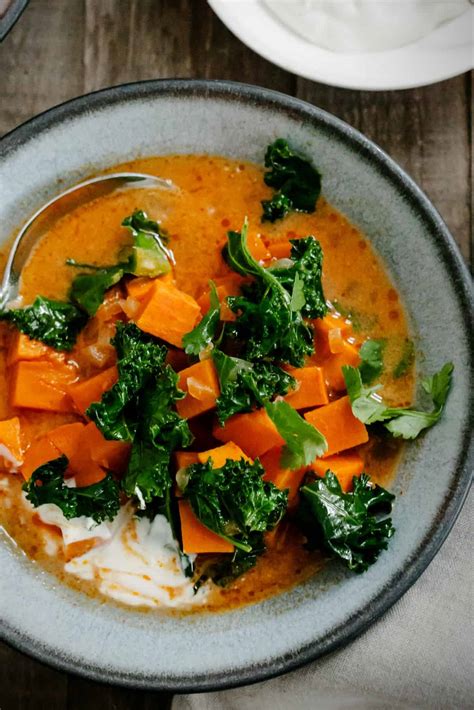 Sweet Potato And Kale Coconut Curry Soup Kitchen Confidante