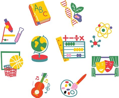 Premium Vector School Subject Icons Illustration Set