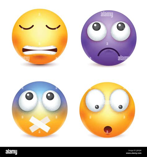 Smiley Set Di Emoticon Faccia Gialla Con Le Emozioni L Espressione