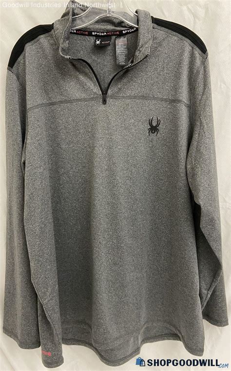 Men S Spyder Zip Gray Or Grey Black Polyester Spandex Blend Top