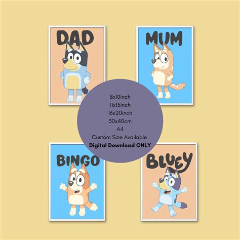 Bluey Art Print Bluey And Bingo Printable Room Decor Magicmakerclub