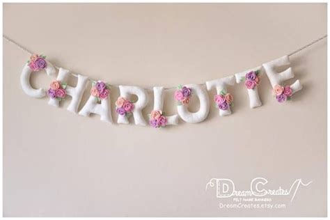 Felt Name Banner Pastel Flowers Nursery Decor Personalized Etsy De