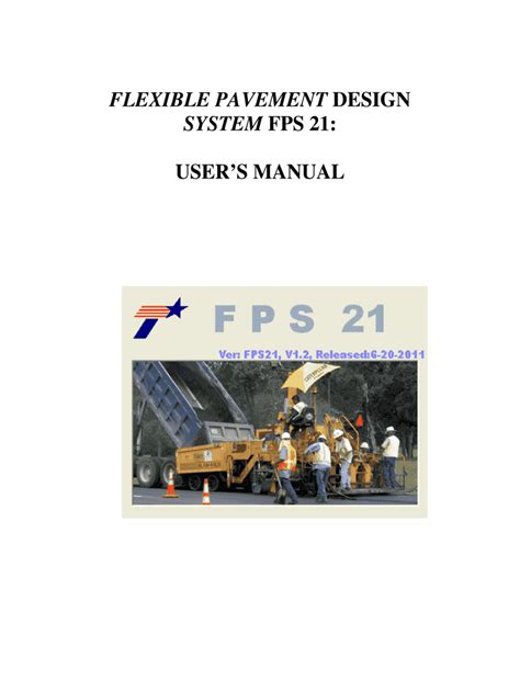 Fillable Online Flexible Pavement Design System Fps User S Manual