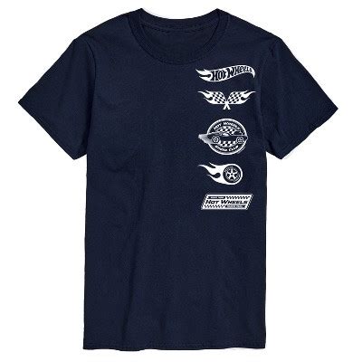 Men S Hot Wheels Stacked Logo Icons Short Sleeve Graphic T Shirt Navy Medium Target