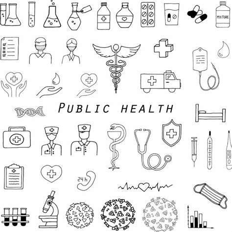 Hand Drawn Clip Art Public Health Icon Set Vector Illustration High