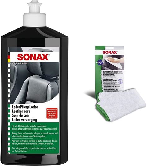 SONAX 291141 Leder Pflege Lotion 250 ml Microfasertuch für Polster