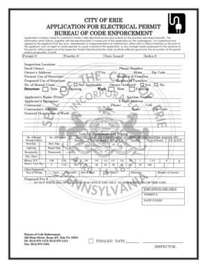 Fillable Online Electrical Permit Application Pdf City Of Erie Fax