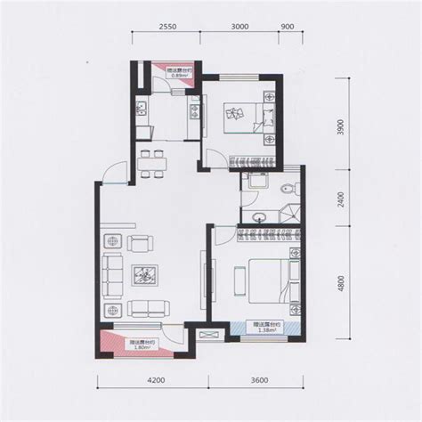 二室一厅户型图片二室一厅装修效果图85平方二室一厅户型图文秘苑图库