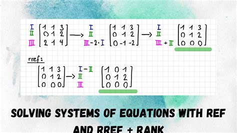 Linear Algebra Solving Systems Of Equations With Ref And Rref Rank