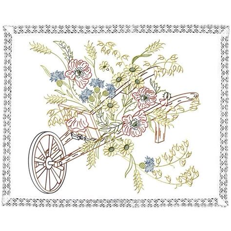 Kit Napperon En Broderie Traditionnelle La Brouette Fleurie Luc Cr Ation