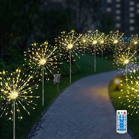 8 Pack Solar Lights Outdoor Waterproof Solar Firework Lights Upgraded