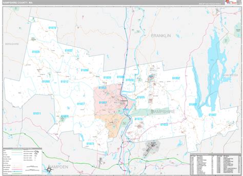 Hampshire County, MA Wall Map Premium Style by MarketMAPS - MapSales