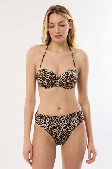 Ayyıldız 4600 Leopar Desenli Straplez Bikini Takımı Hızlı Kargo