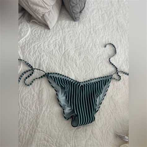 Adore Me Swim Adore Me Swim Lane Contour Seersucker Scrunch Butt Bikini Green Stripe L