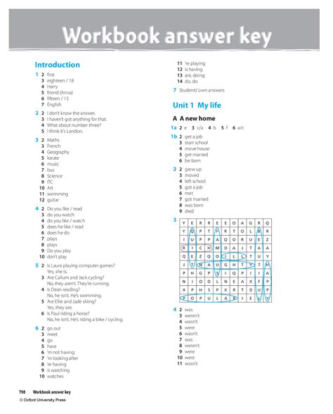 PROJECT 2 Workbook answer key | Skripte' predlog Engleski jezik | Docsity