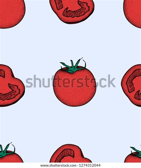 Tomato Slice Pattern Tomato Organic Food Stock Vector Royalty Free