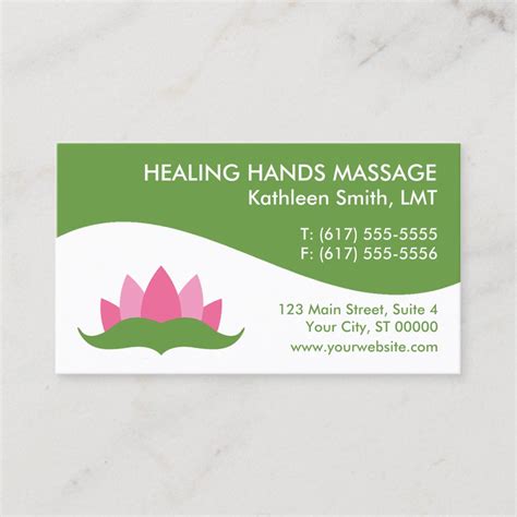 Massage Therapy Lotus Flower Business Cards Zazzle