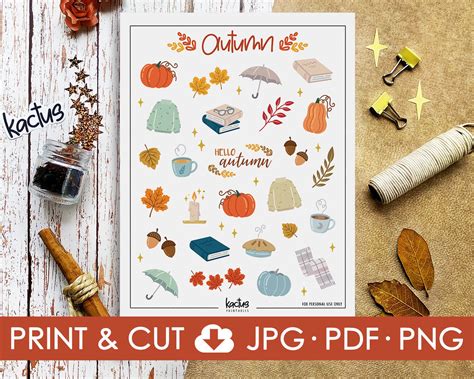 Fall Printable Stickers Autumn Printable Printable Stickers Etsy