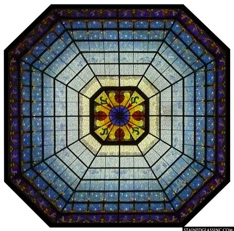 Square Blue Stained Glass Window