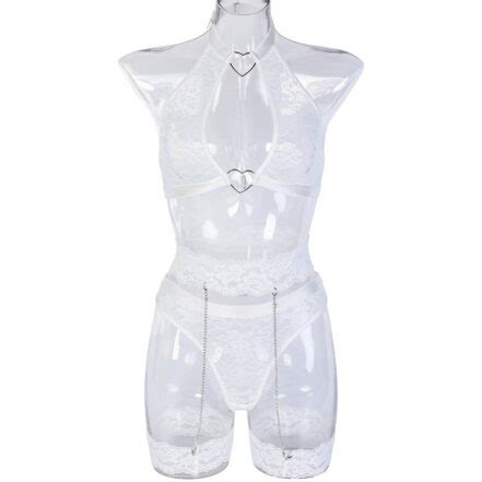 Sensual Hollow Bra Lingerie Set In Light Pink