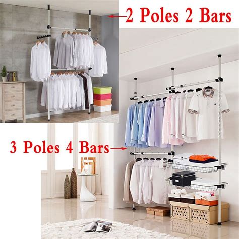 Buy Zerone Heavy Duty Clothes Rack 3 Poles 4 Bars Telescopic Coat