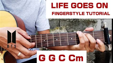 Fingerstyle Tutorial Life Goes On Bts Easy Chords Step By Step