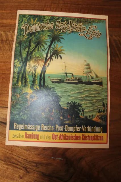 Altes Werbeplakat Deutsche Ost Afrika Linie Reichs Post Dampfer Eur