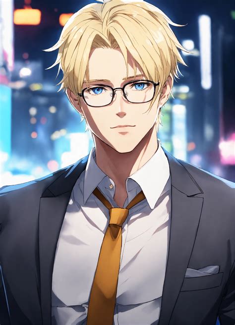 Lexica Blonde Anime Man With A Short Beard Stylish Suit And Wearing