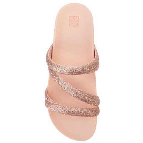 Rasteira Zaxy Slide Glitter Feminina Nude Rosa