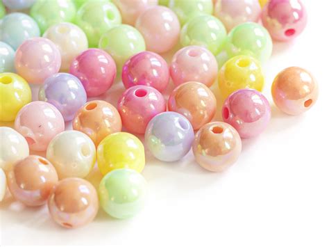 Acheter Perles Plastique Rond Pastel Nacr En Ligne