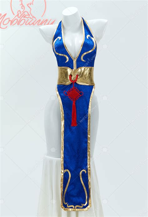 Halloween Game Sexy Lingerie Set Deep V High Slit Cheongsam Dress With Belt Hand Rings Top