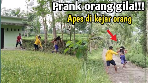 Prank Orang Gila Apes Dikejar Orang Auto Panik Lari Kocar Kacir Bikin