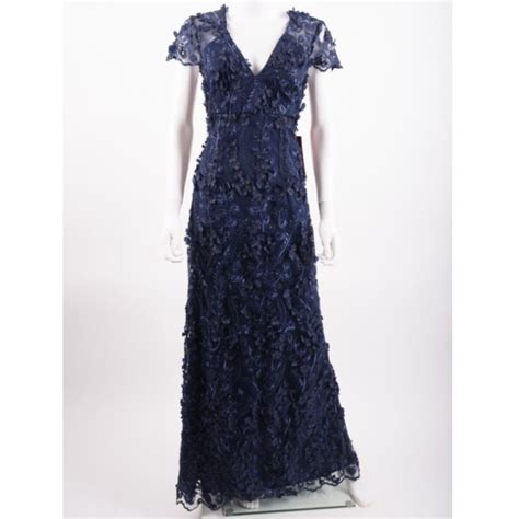 Carmen Marc Valvo Infusion Navy Blue Gown Size 10 Gem