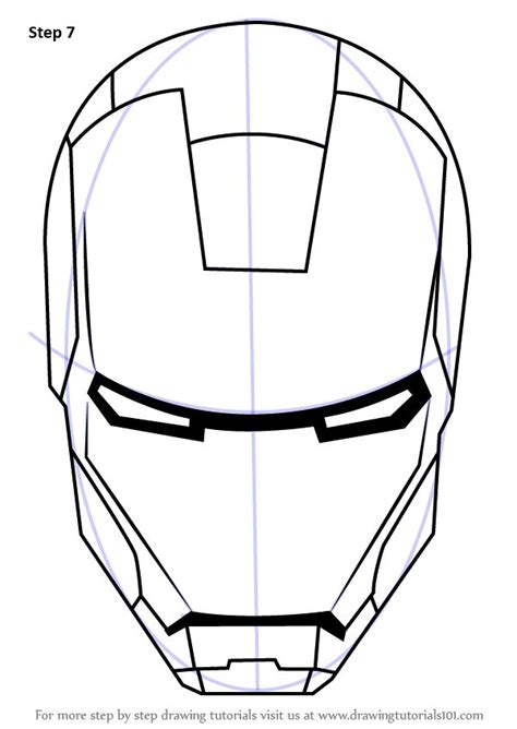 Learn How to Draw Iron Man's Helmet (Iron Man) Step by Step : Drawing ...