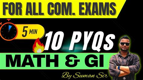 5 Minutes 10 Pyqs Math And Gi Day 01 Youtube